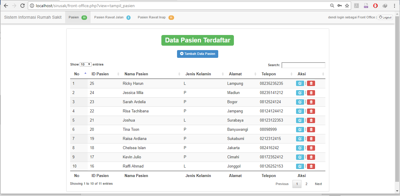 Aplikasi Sistem Informasi Manajemen RS Web