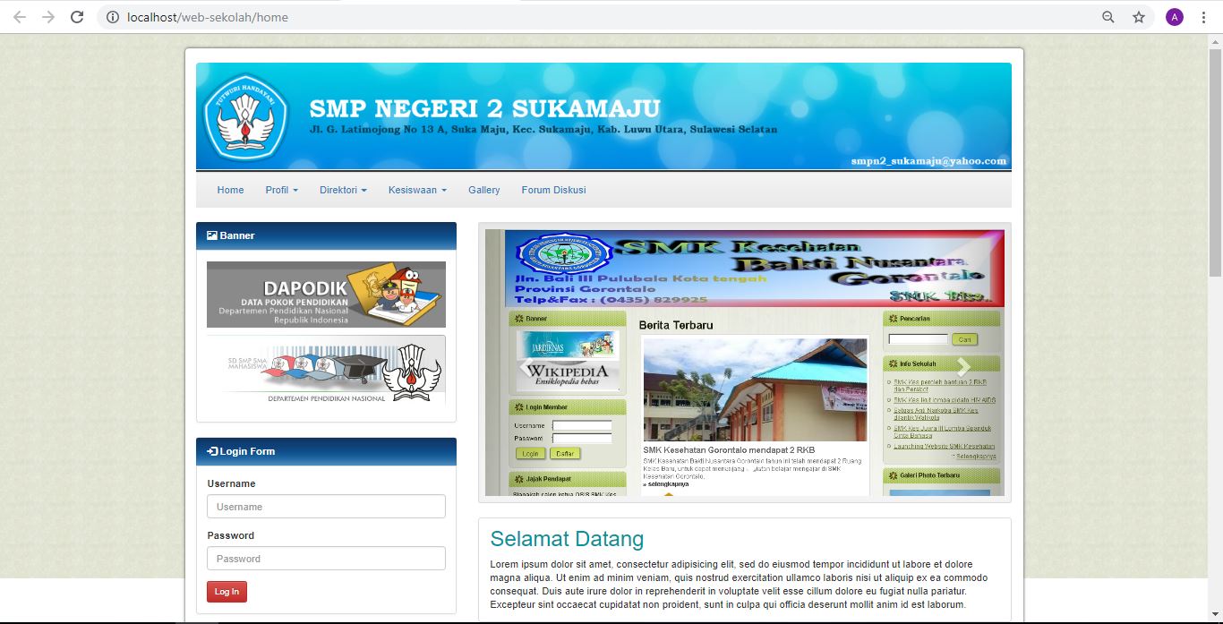 Aplikasi Web Sekolah PHP Codeigniter