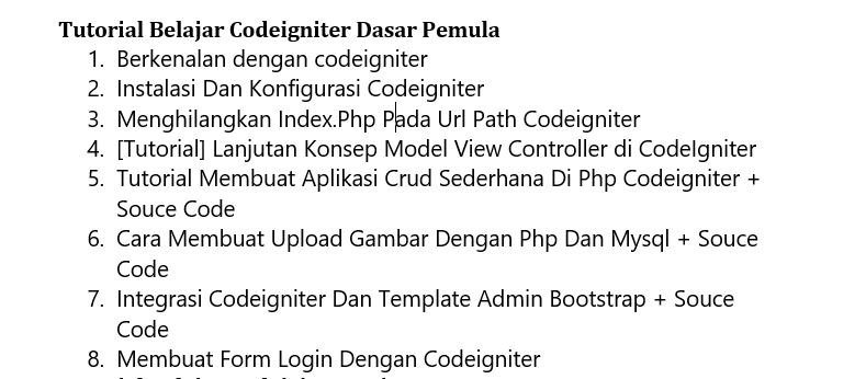 Tutorial Belajar Codeigiter Dasar Pemula dan Lanjutan